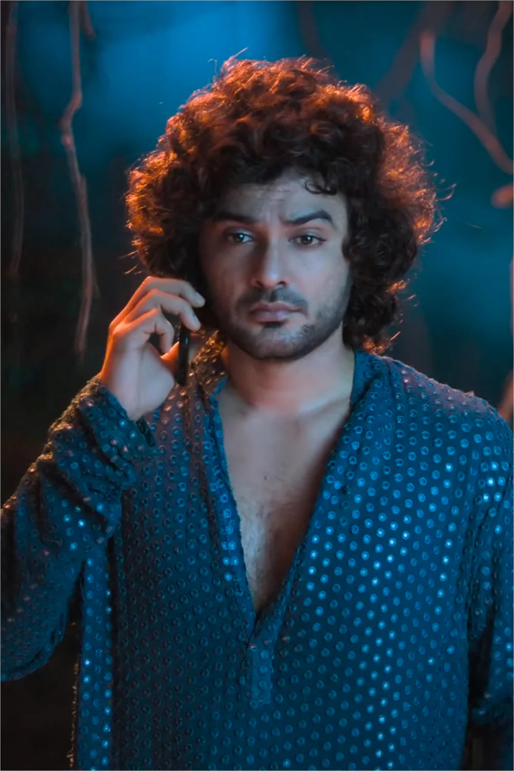 Teal Blue Mirror Kurta