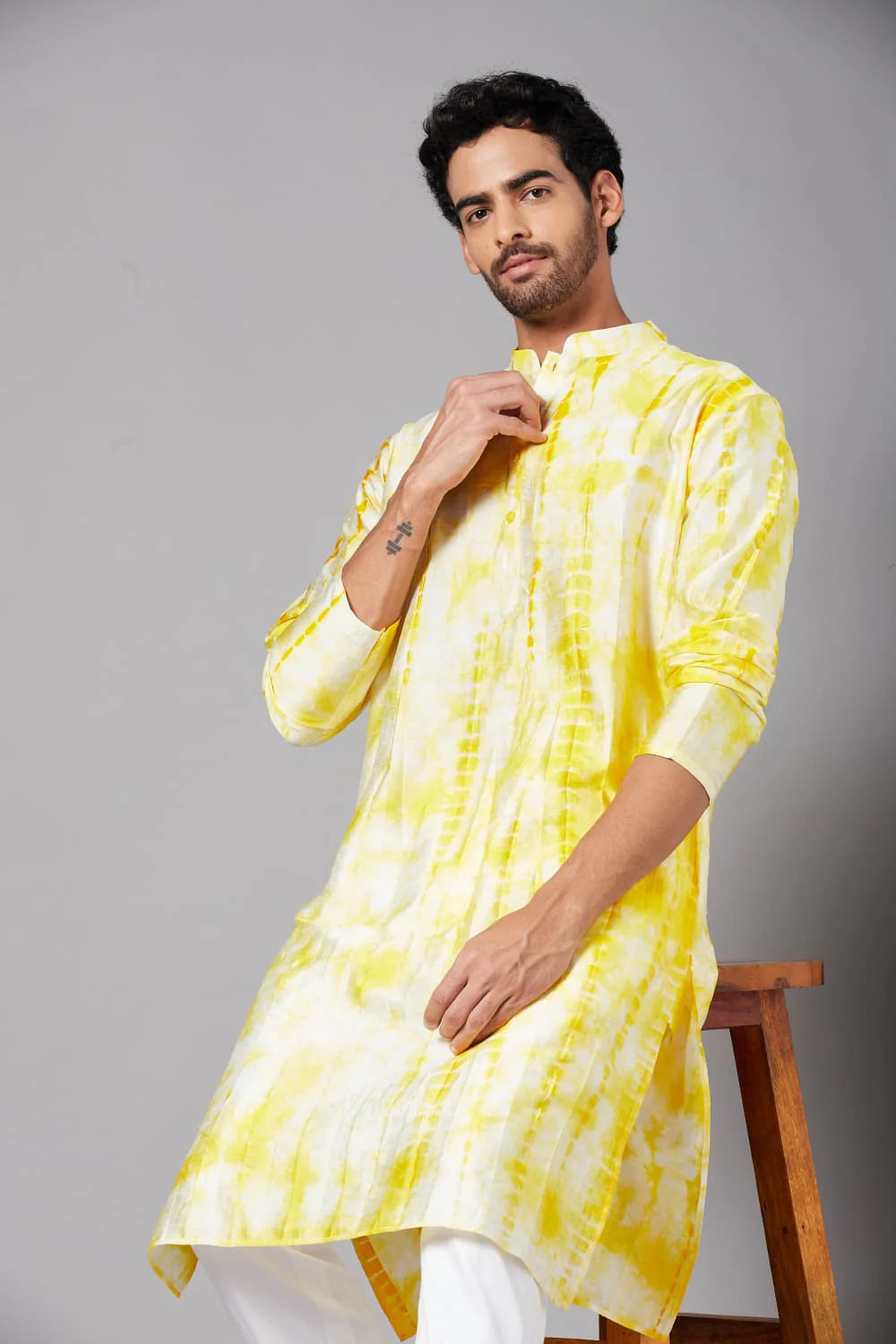 Tintlo Yellow Tie & Dye Kurta