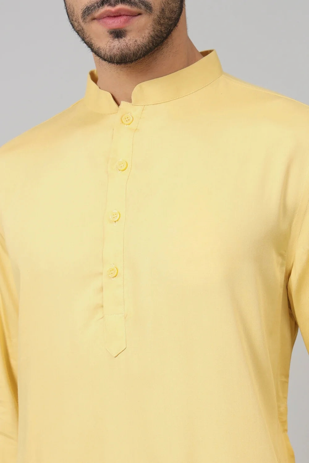 Yellow solid Giza cotton yellow plain kurta