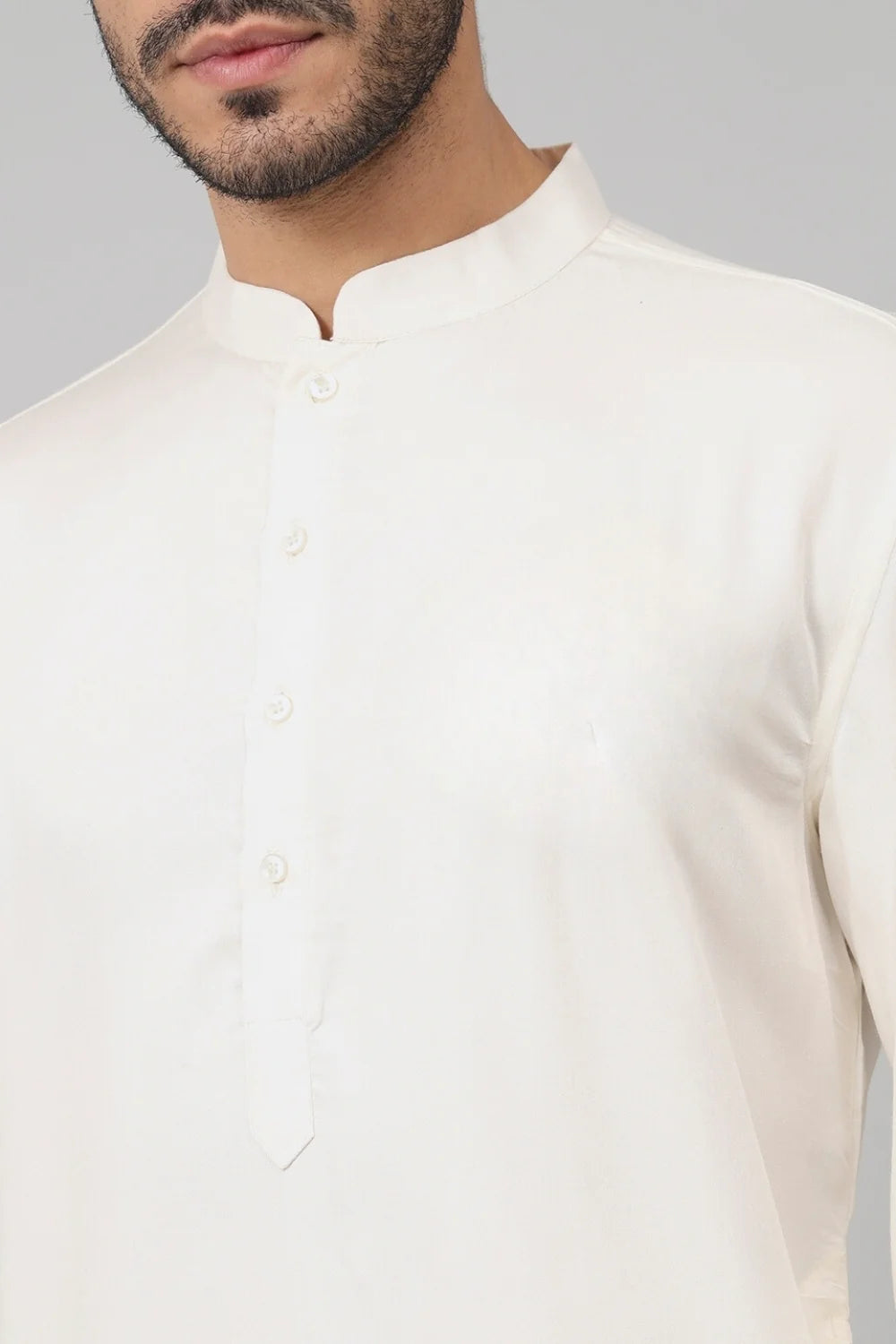 Giza cotton off white plain kurta