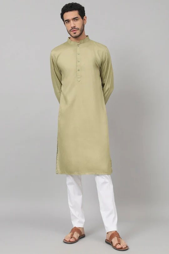 Giza cotton Olive green plain kurta