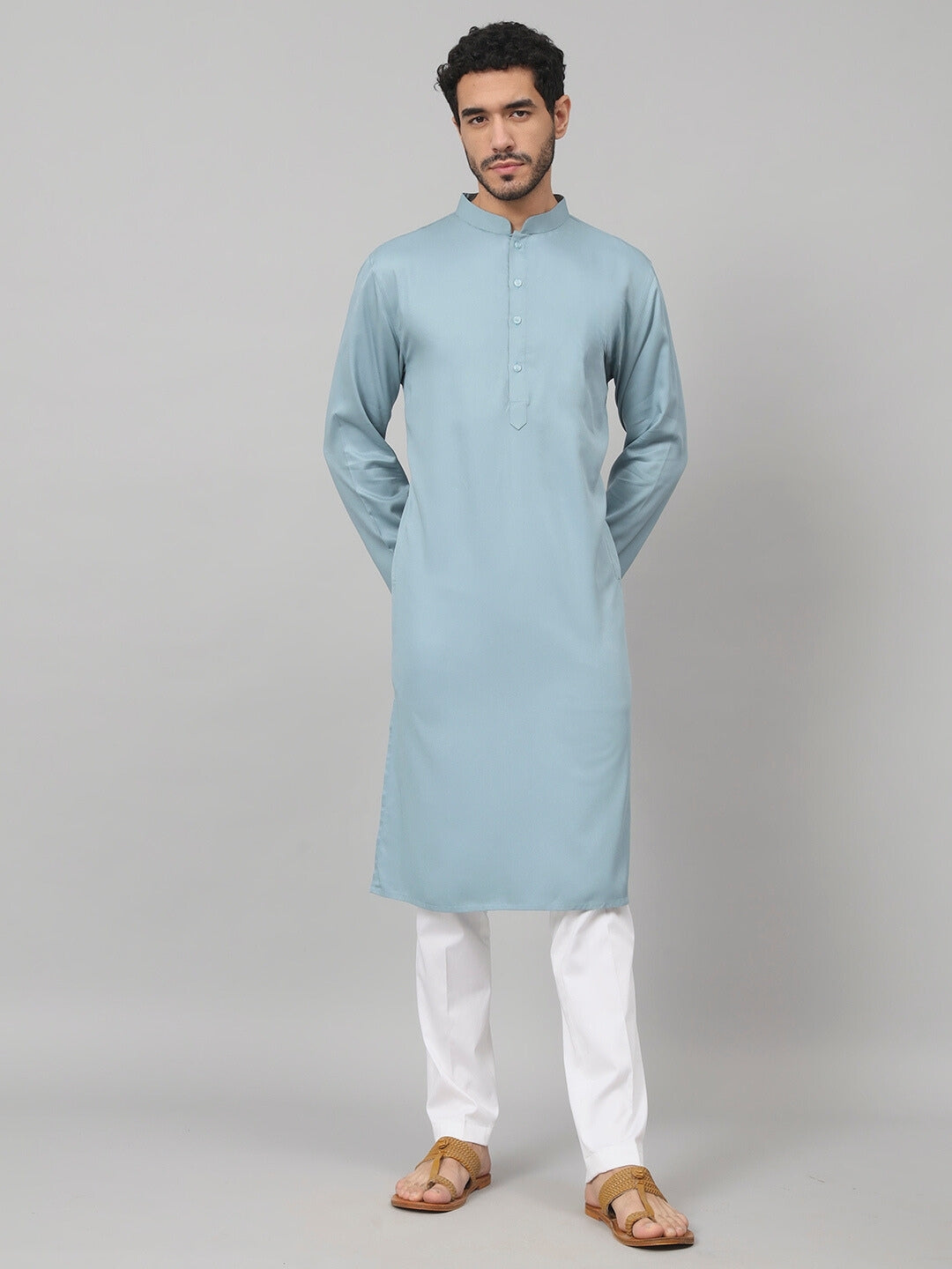 Giza cotton blue plain kurta