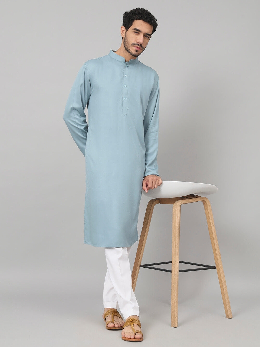 Giza cotton blue plain kurta