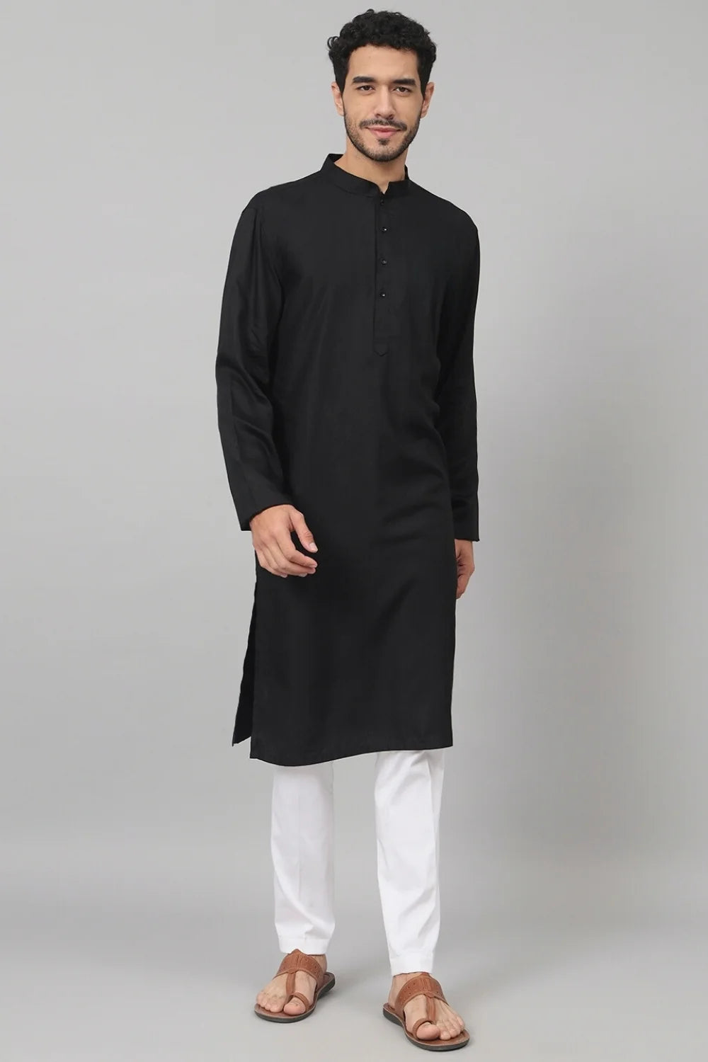 Giza cotton black plain kurta