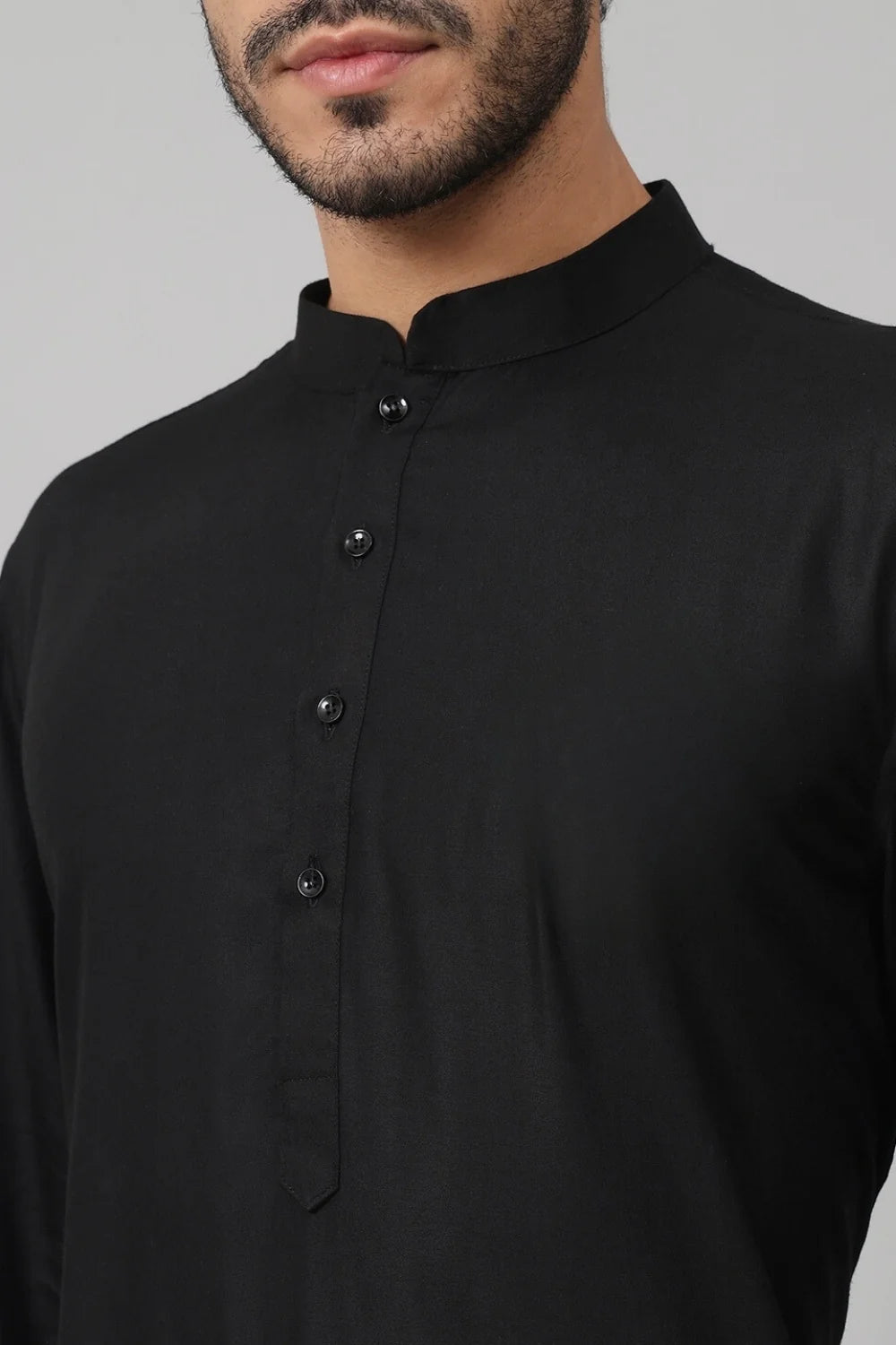 Giza cotton black plain kurta