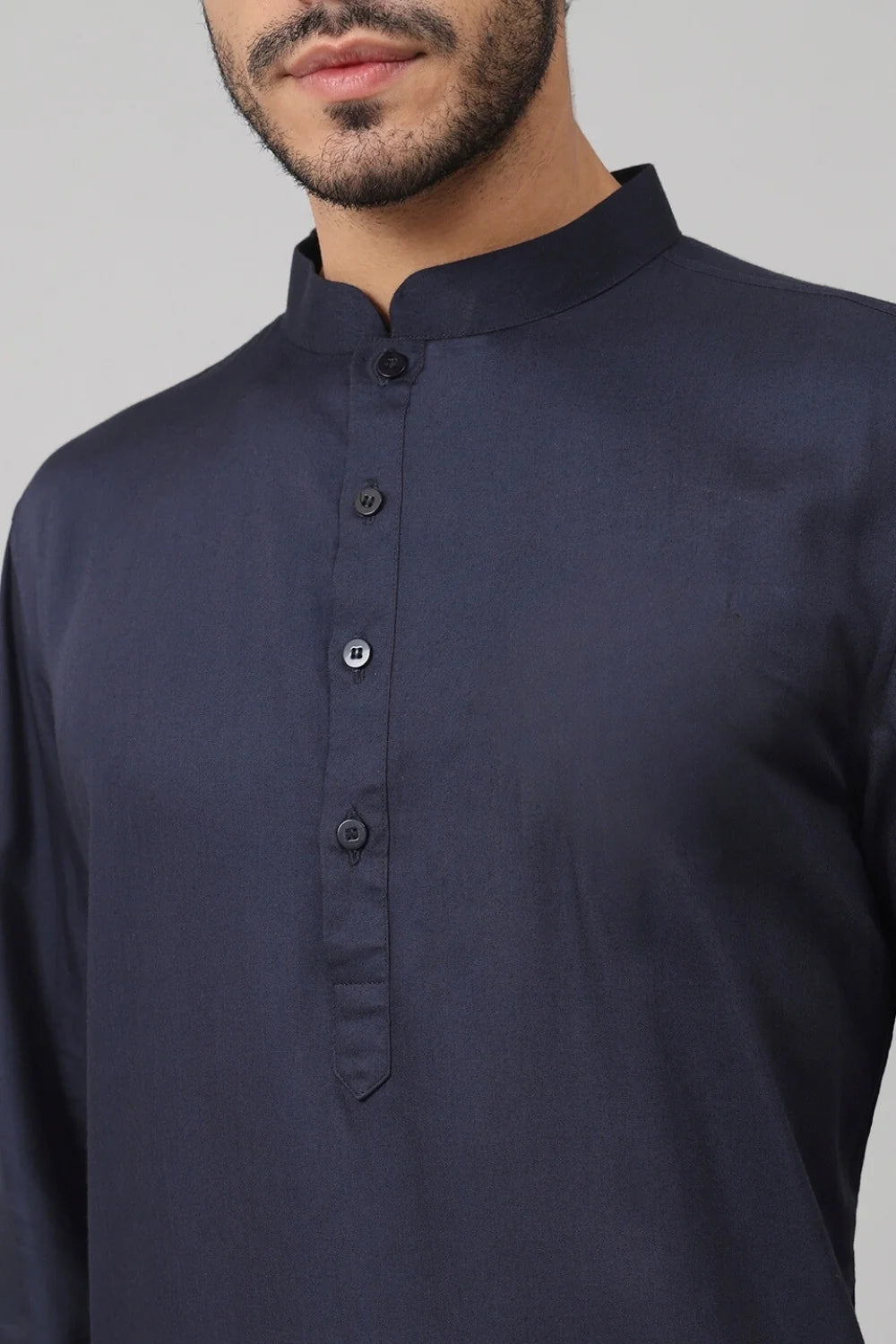 Giza cotton navy blue plain kurta