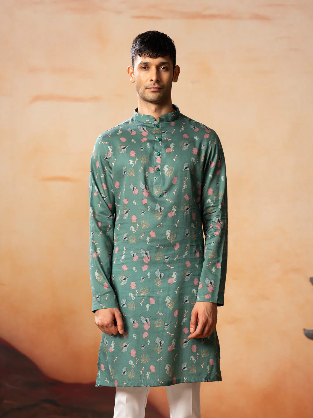 Green Floral Printed Kurta