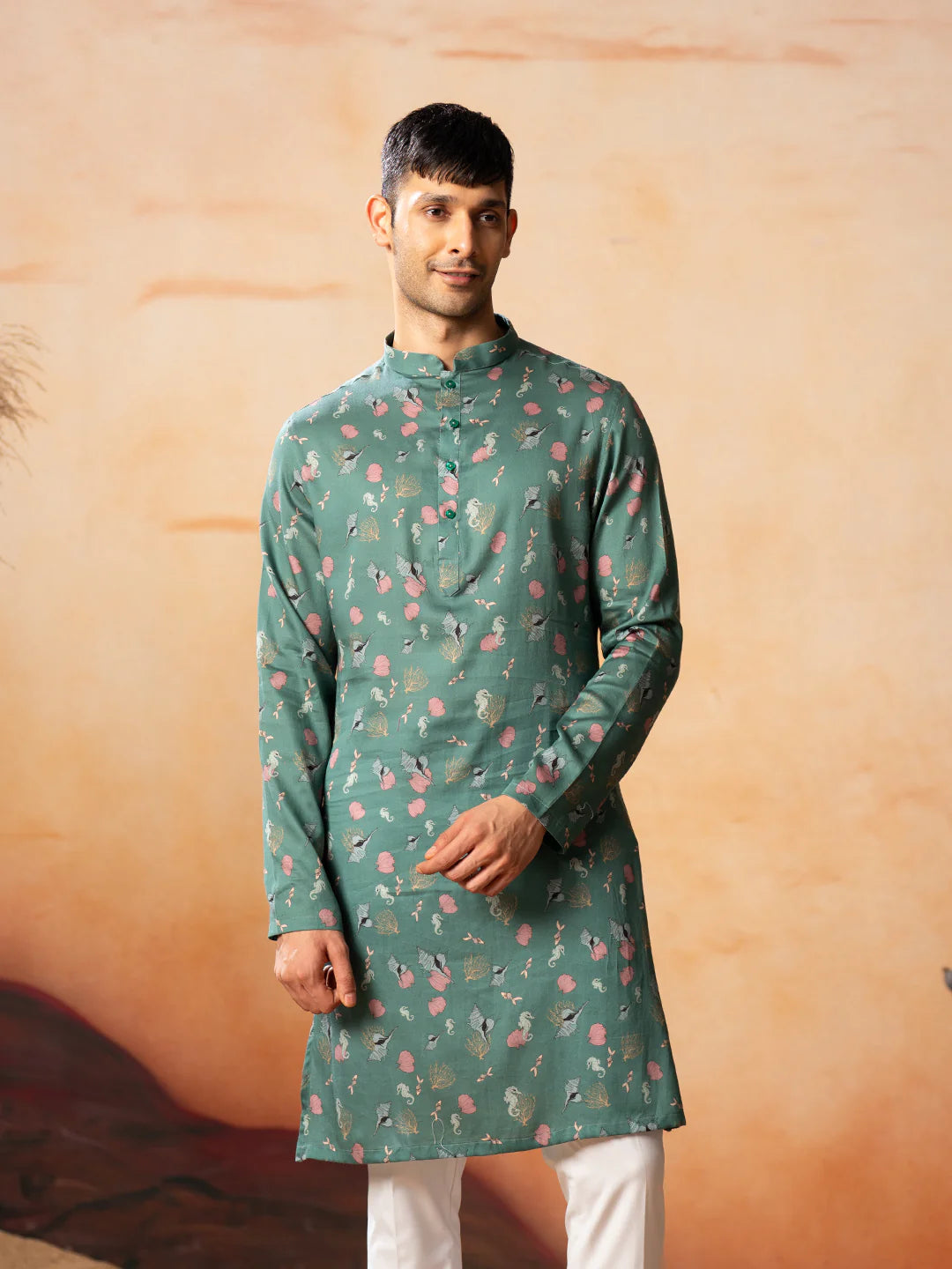 Green Floral Printed Kurta