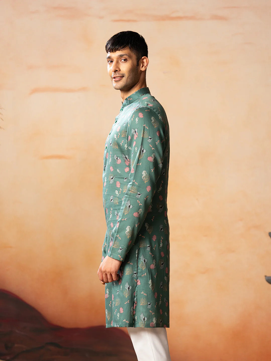 Green Floral Printed Kurta