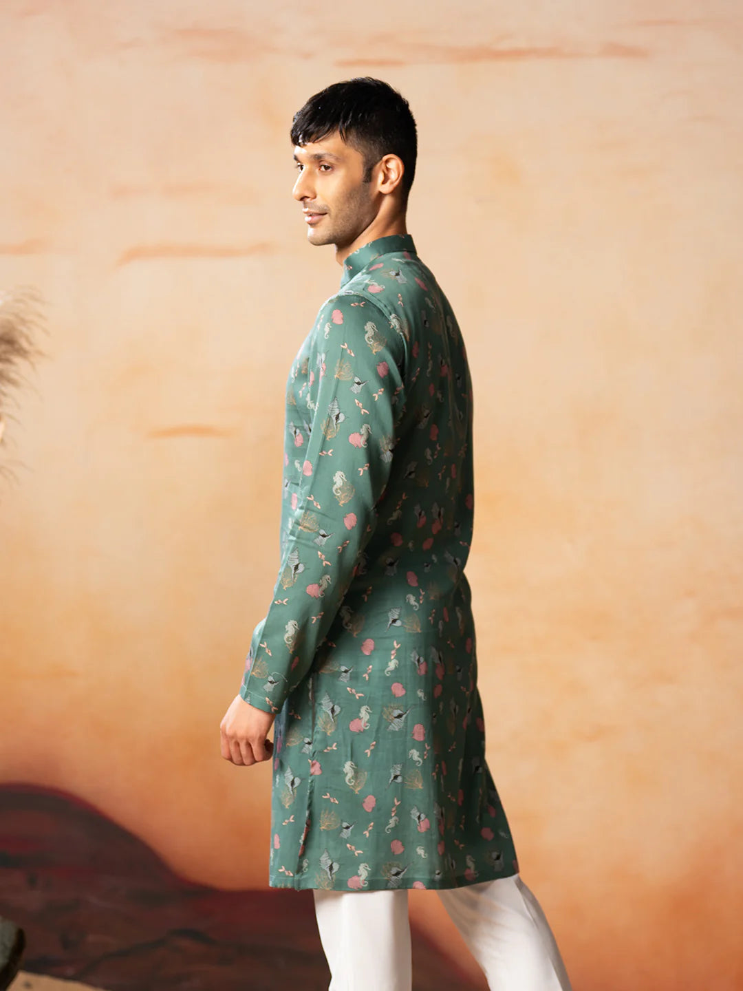 Green Floral Printed Kurta