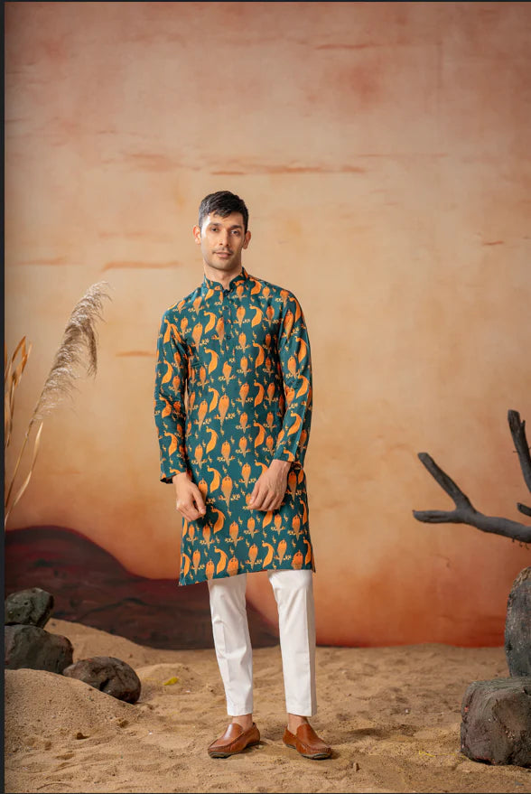 Peacock Print Kurta