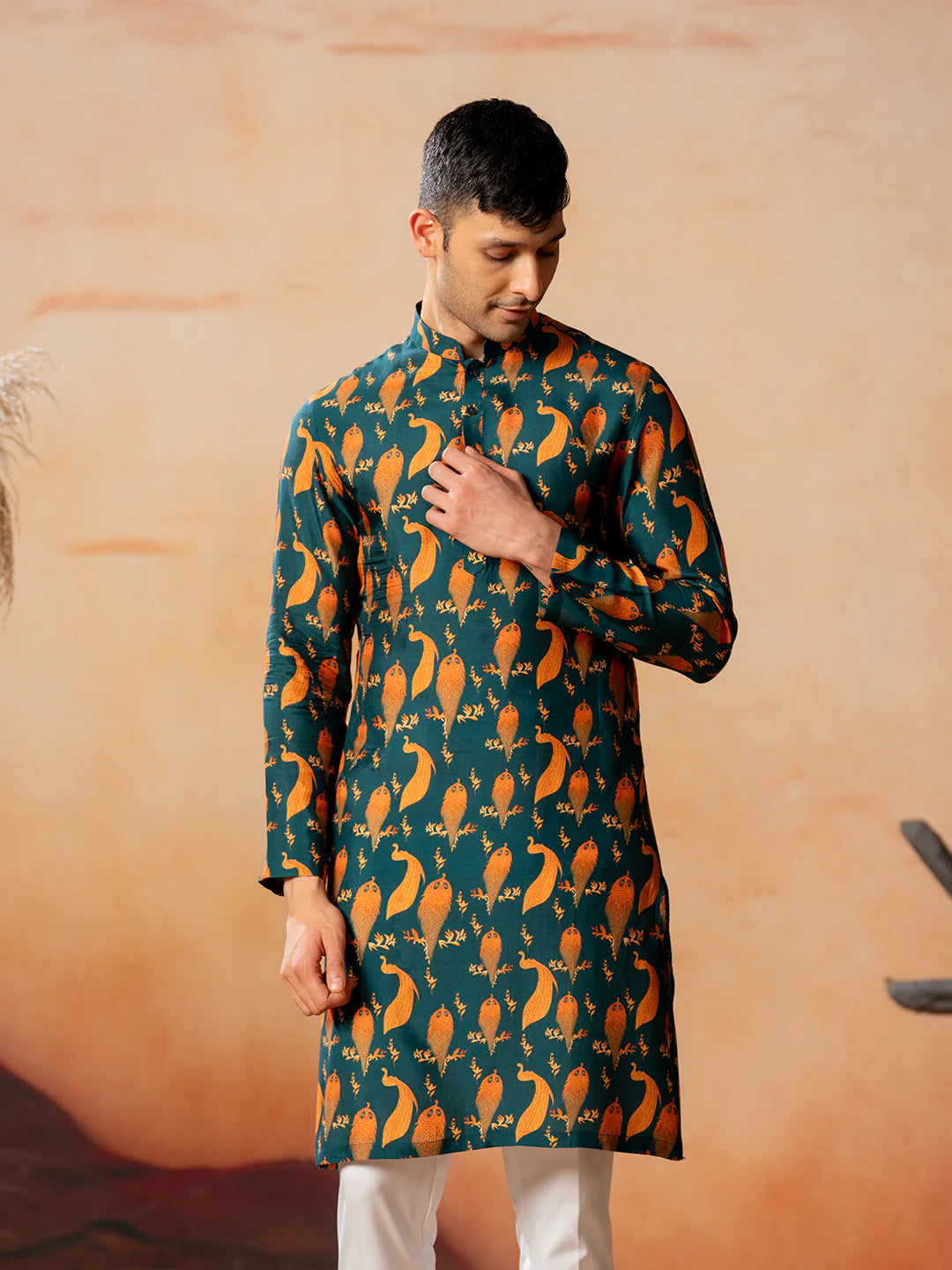 Peacock Print Kurta