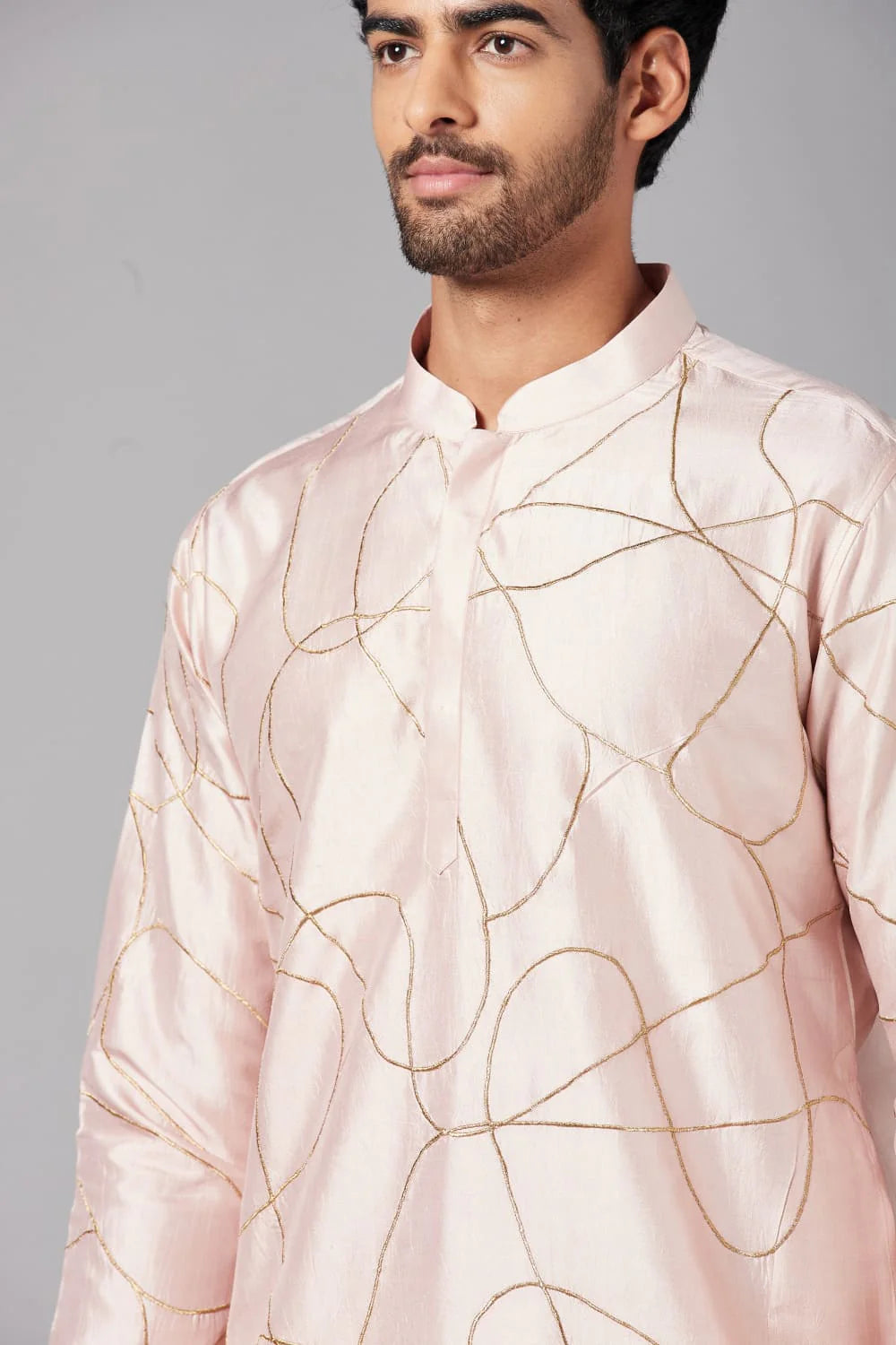 Ilaria Gold Zari Abstract Embroidered Peach Kurta