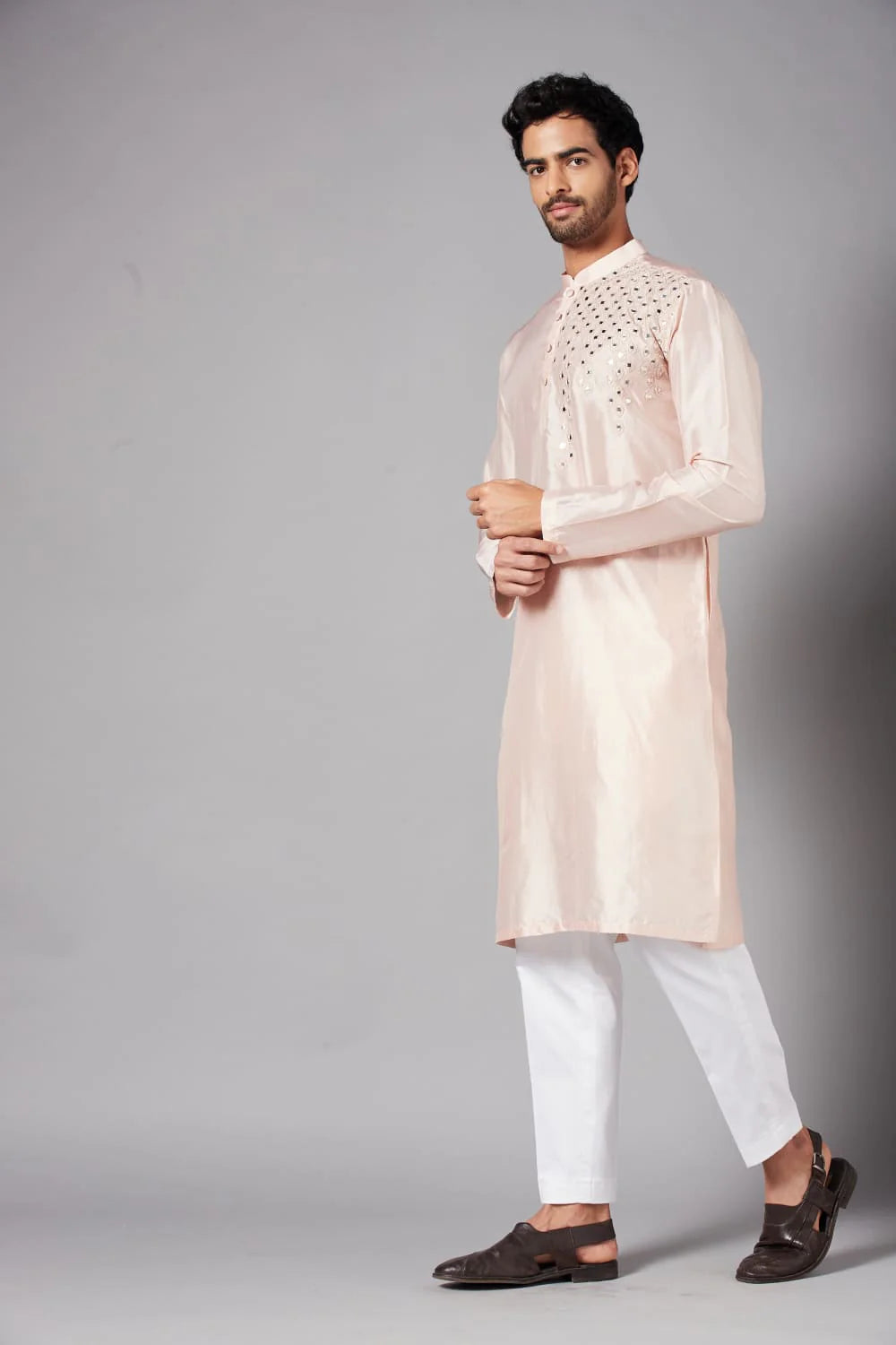 Rooyi Position Mirror Work Kurta