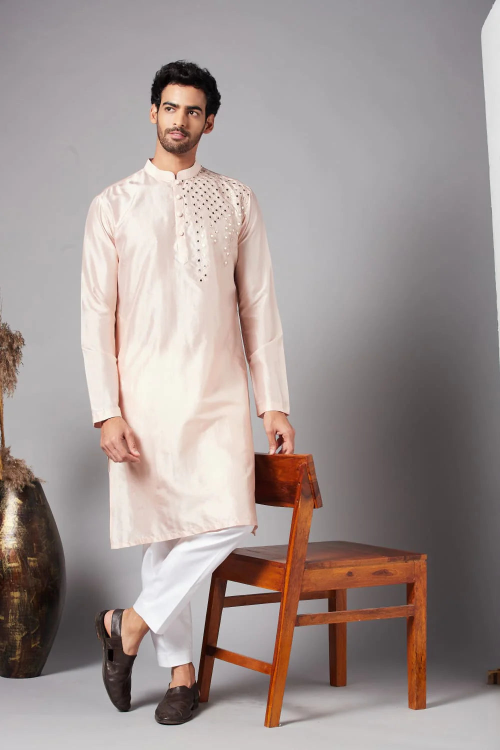 Rooyi Position Mirror Work Kurta