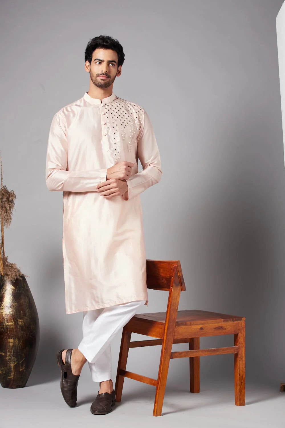 Rooyi Position Mirror Work Kurta