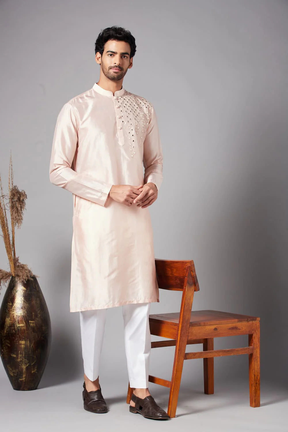 Rooyi Position Mirror Work Kurta