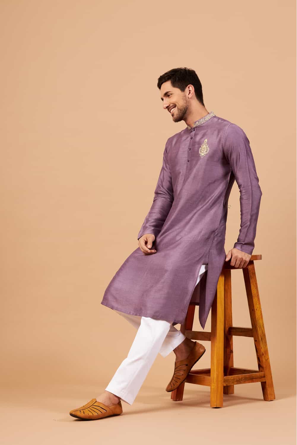 Inara Gold Embroidered Violet Kurta