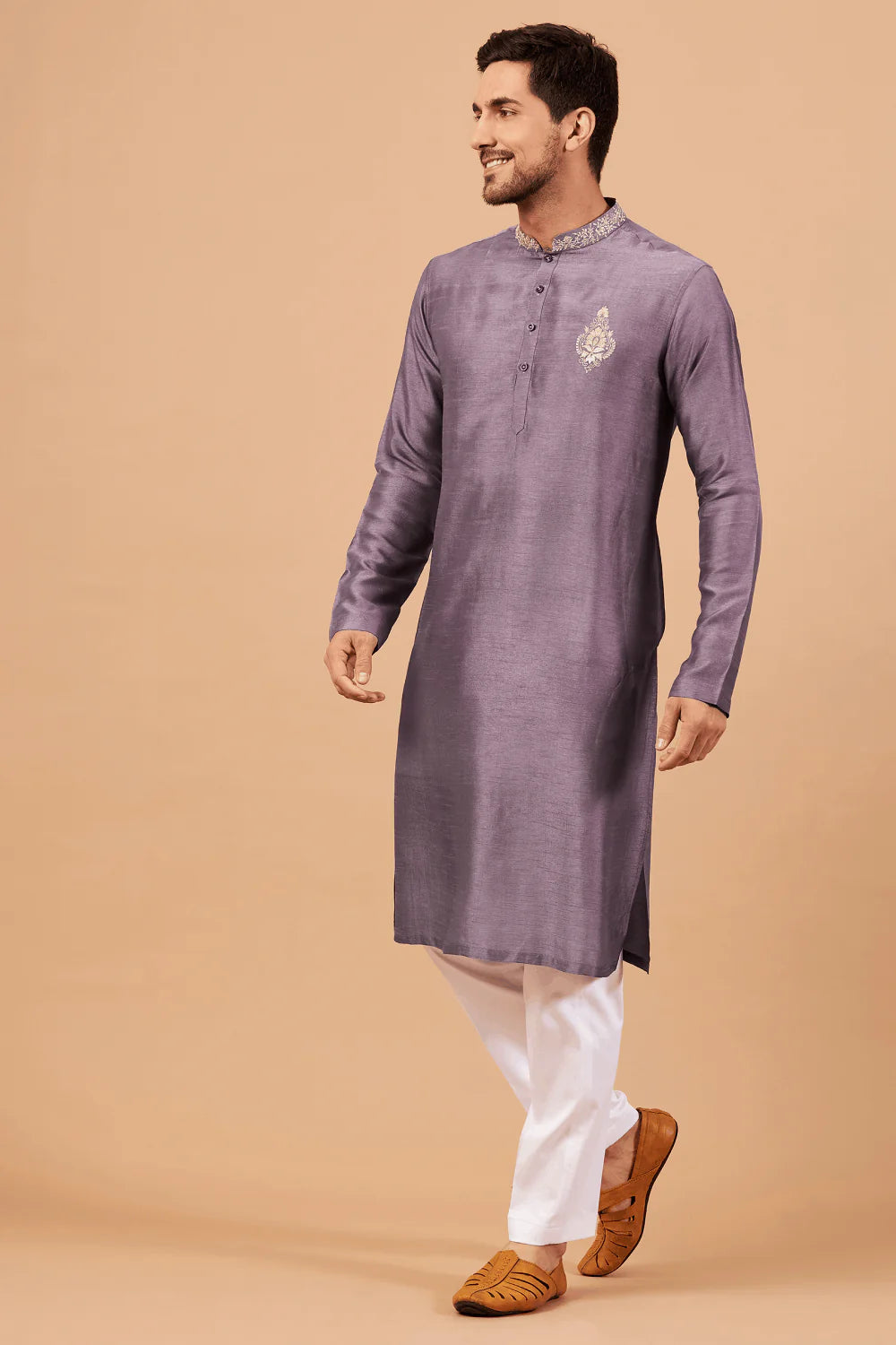 Inara Gold Embroidered Violet Kurta