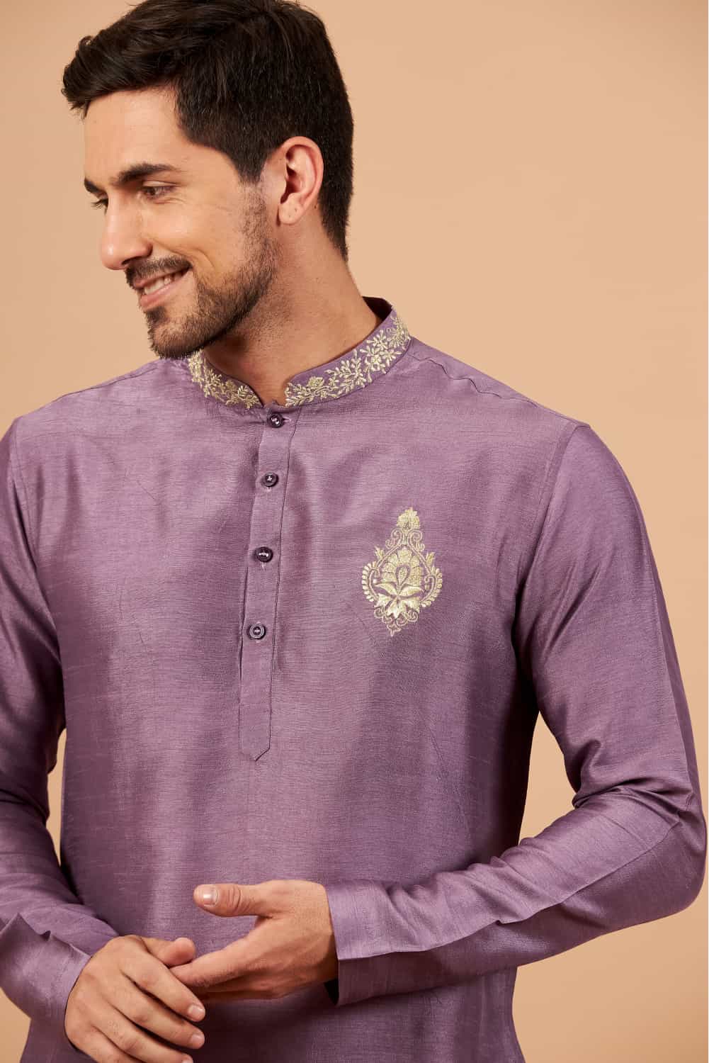 Inara Gold Embroidered Violet Kurta
