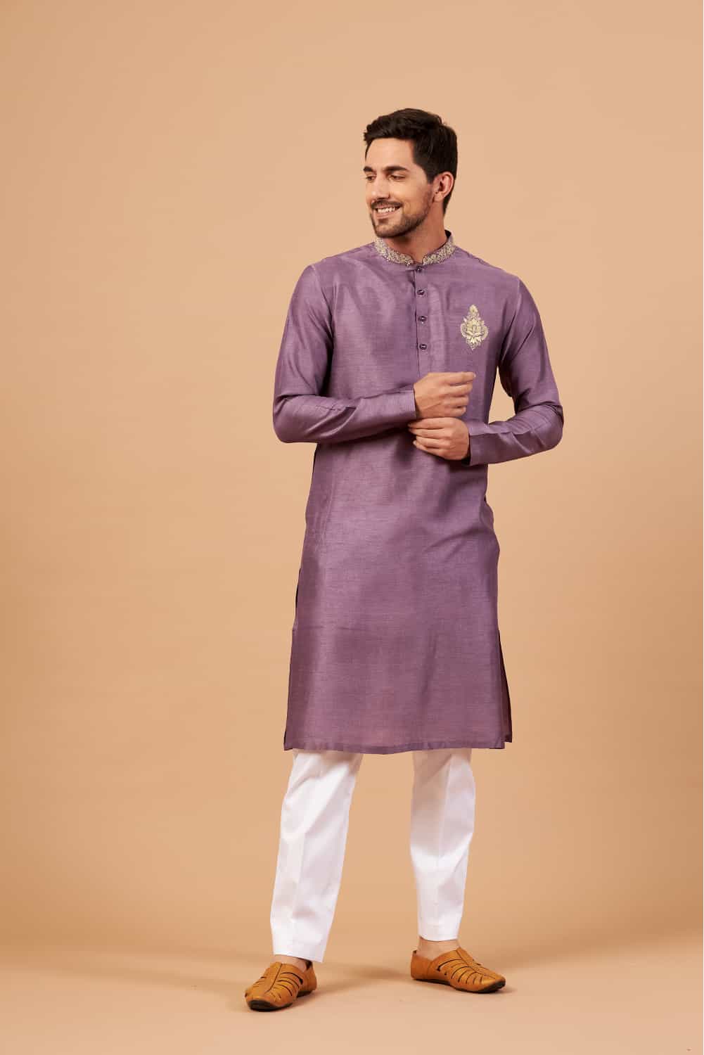 Inara Gold Embroidered Violet Kurta