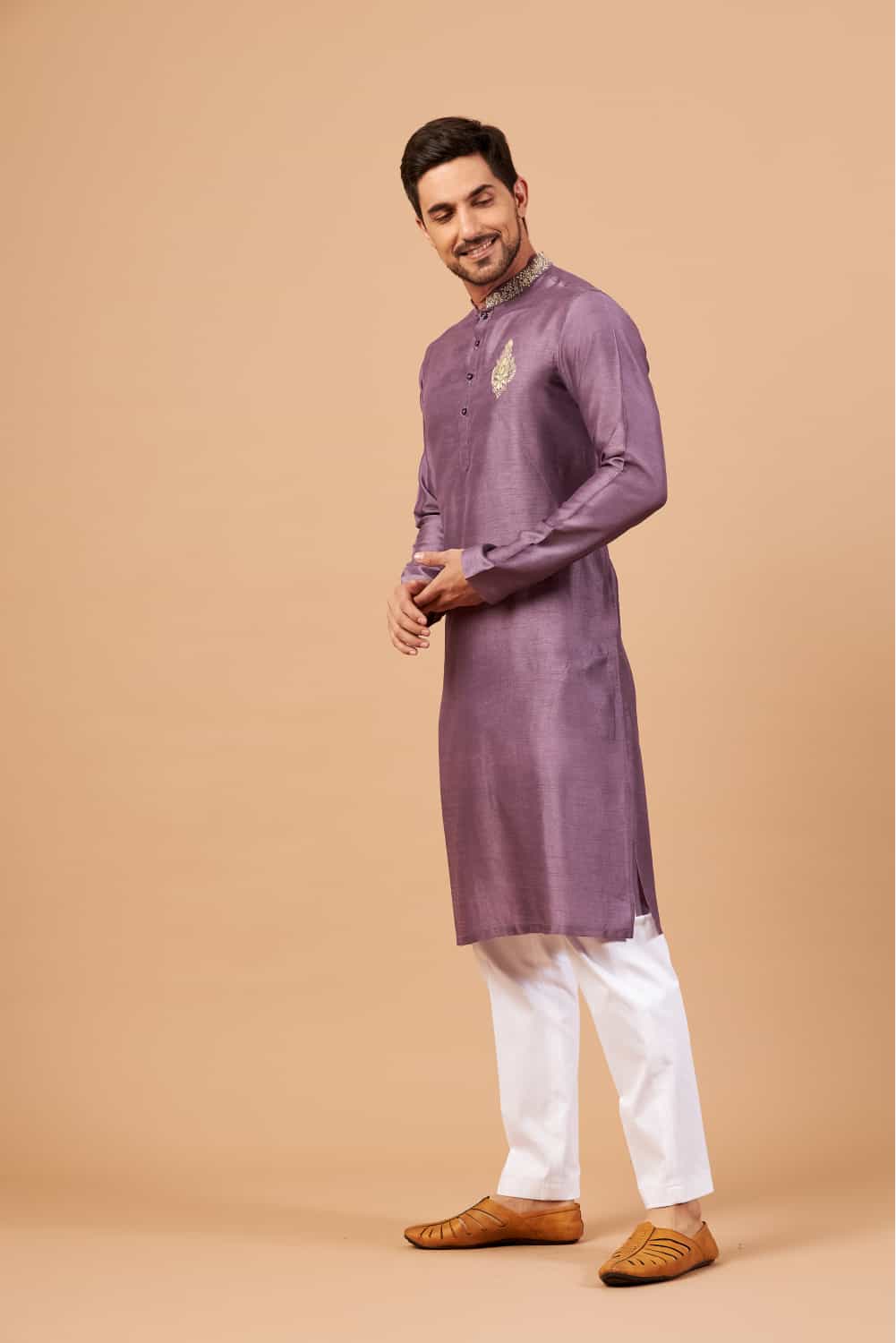 Inara Gold Embroidered Violet Kurta
