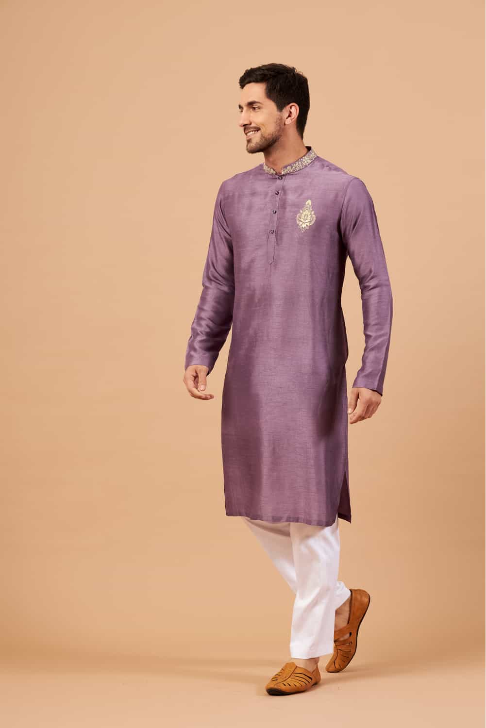 Inara Gold Embroidered Violet Kurta