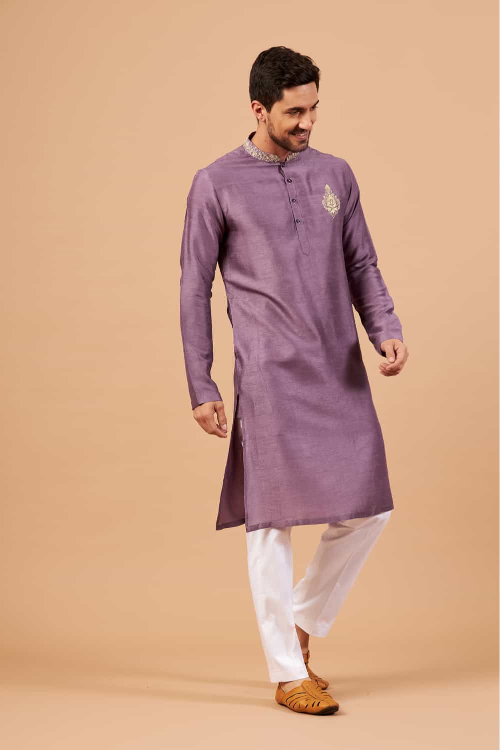 Inara Gold Embroidered Violet Kurta
