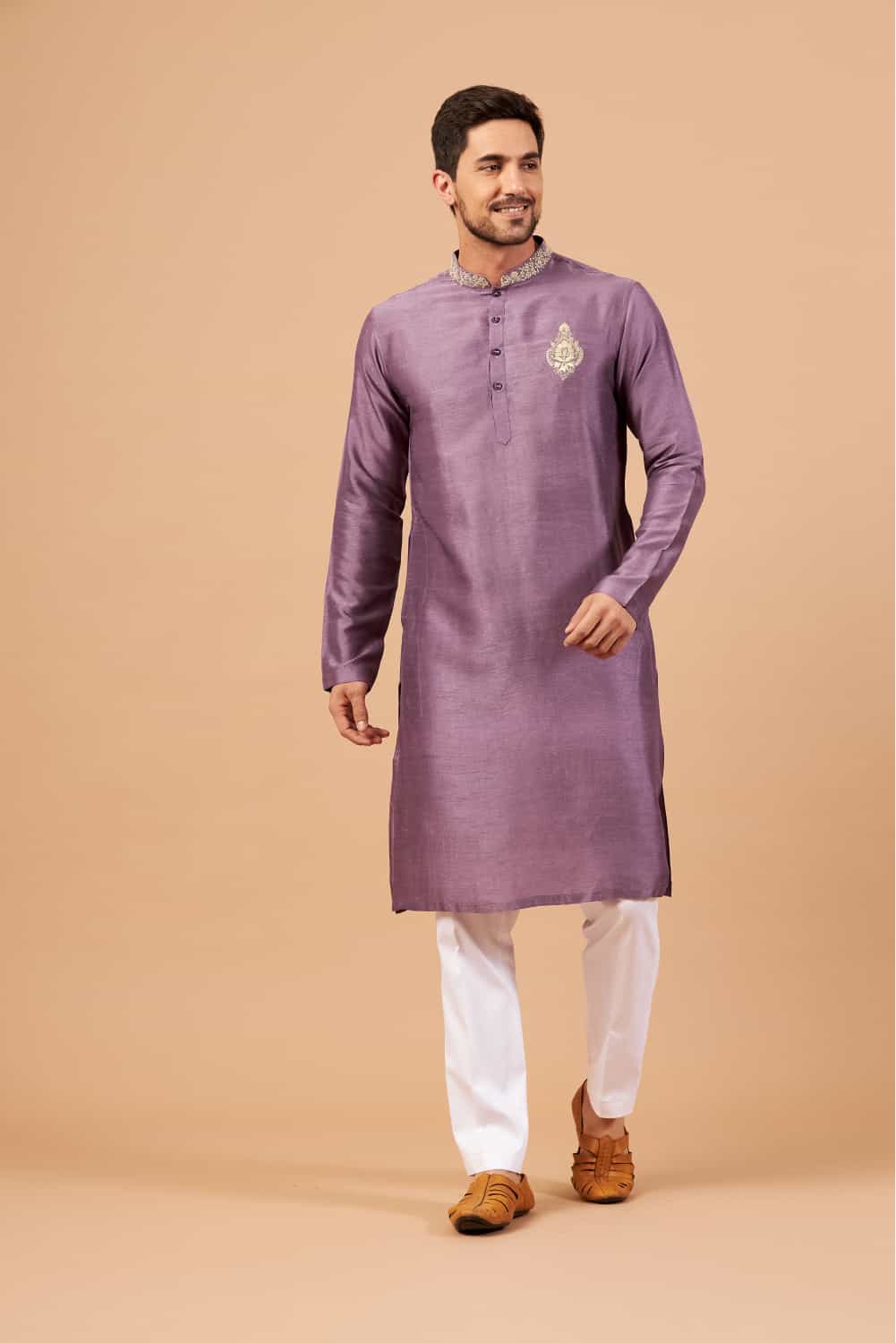 Inara Gold Embroidered Violet Kurta
