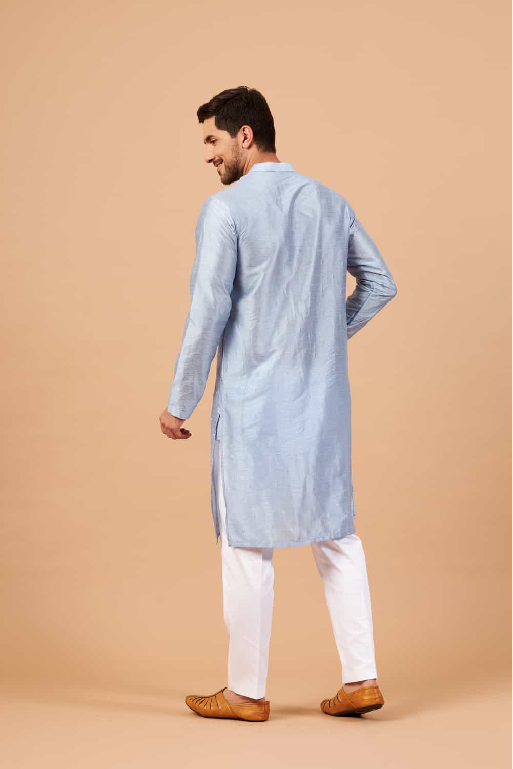 Viva Dot Embroidered Sky Blue Kurta