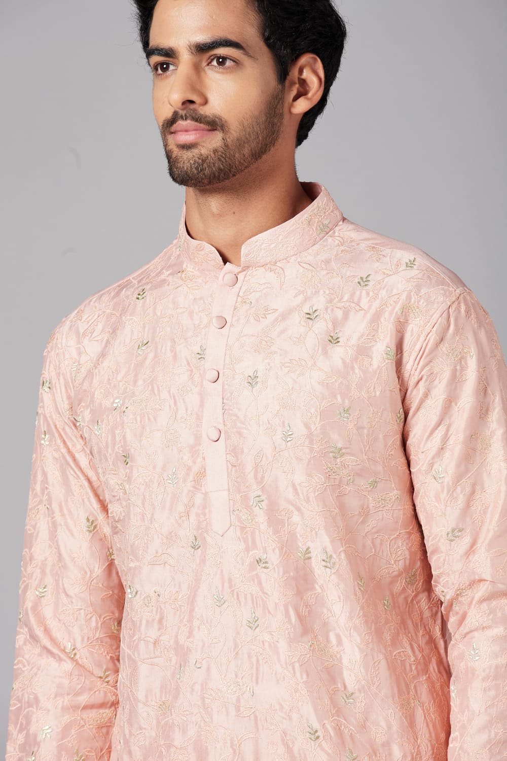 Tiyaan Embroidered Peach Kurta