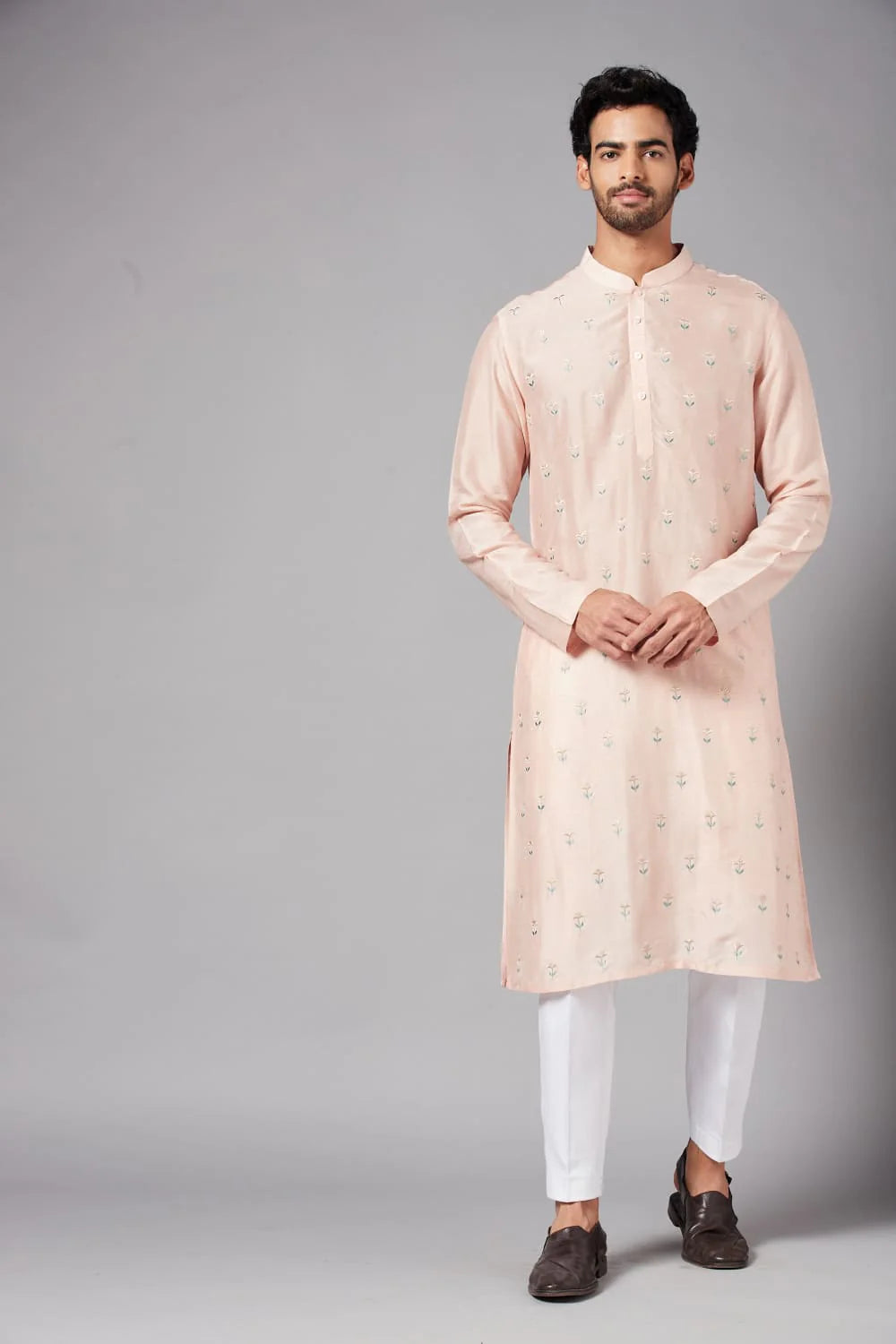 MOORI PEACH EMBROIDERED KURTA