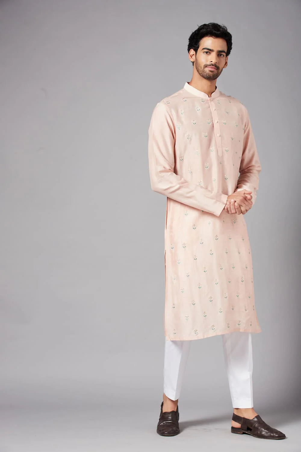 MOORI PEACH EMBROIDERED KURTA