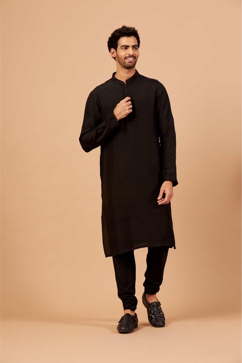 Black Plain Kurta