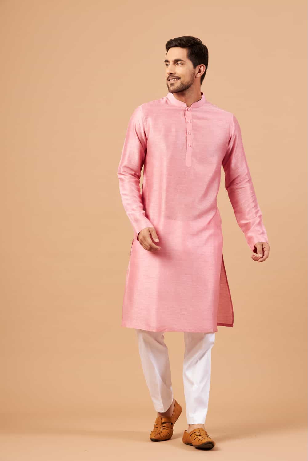 pink plain kurta