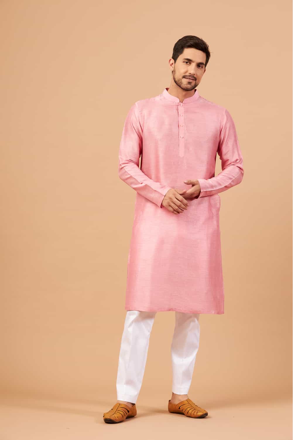 pink plain kurta