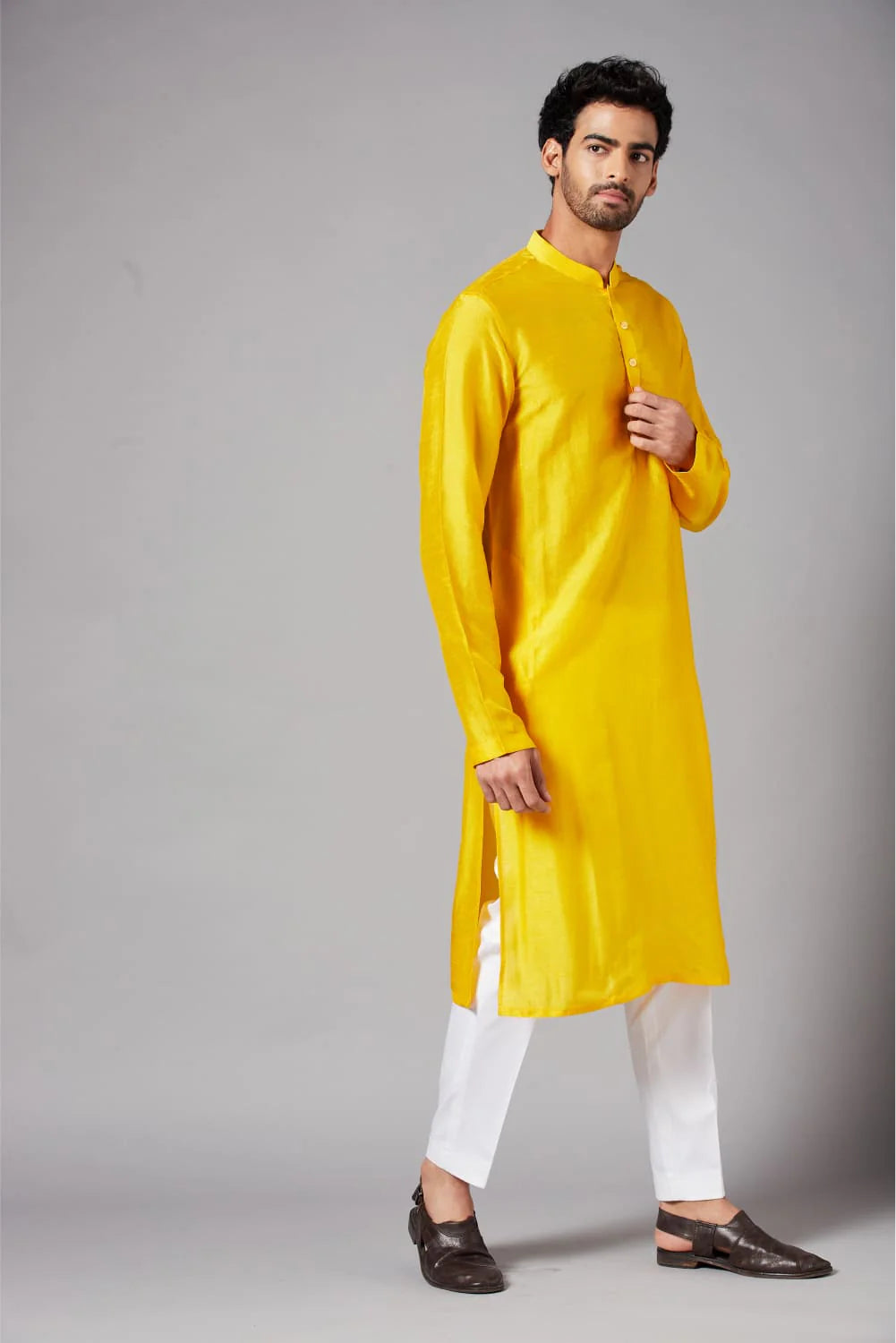 Yellow Plain Kurta