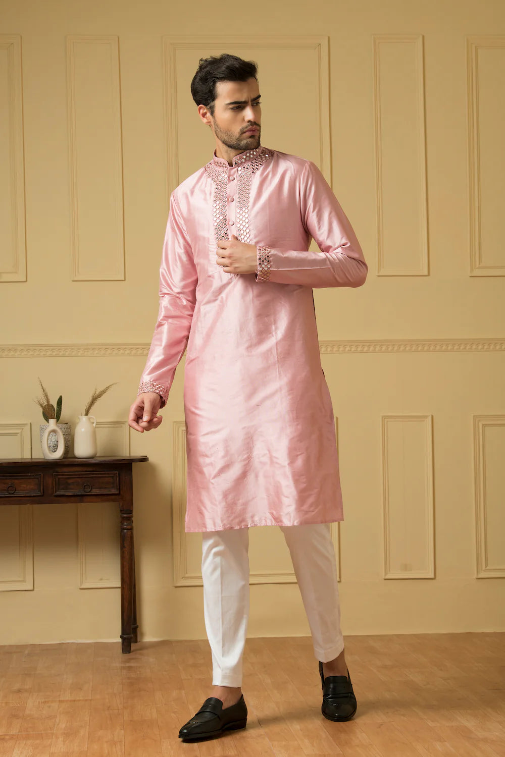 Elegencia Pink mirror kurta