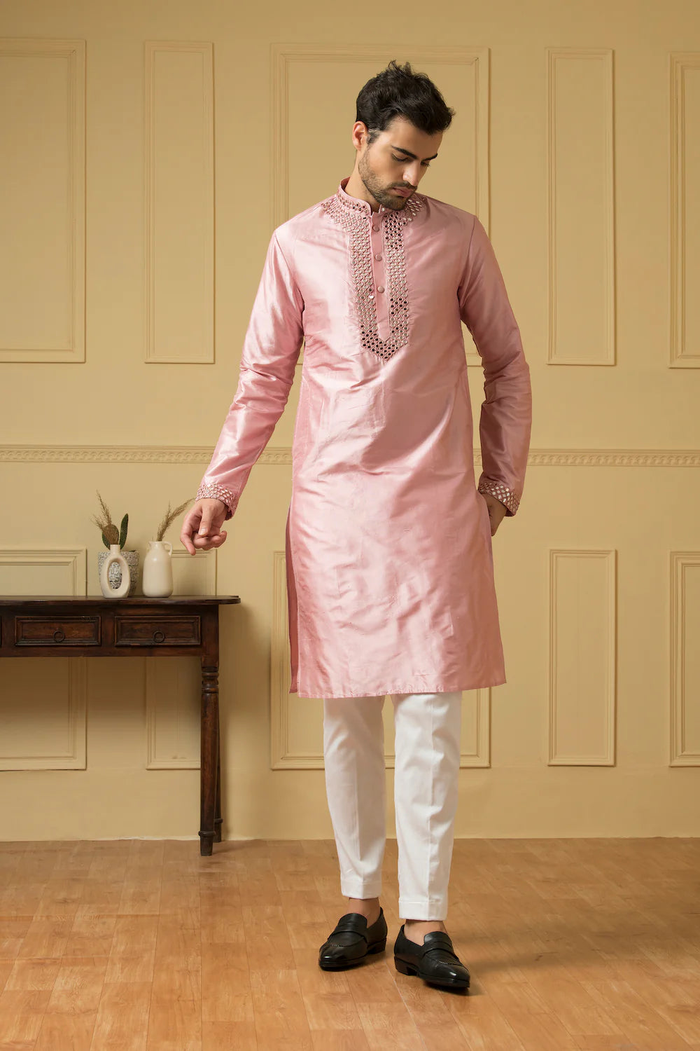 Elegencia Pink mirror kurta