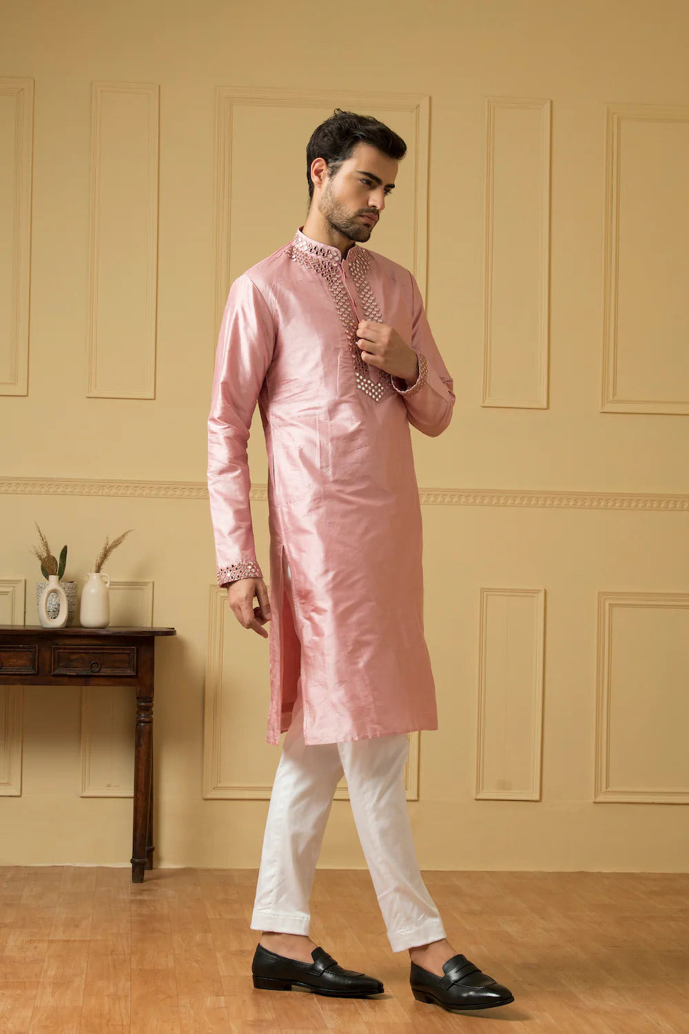 Elegencia Pink mirror kurta