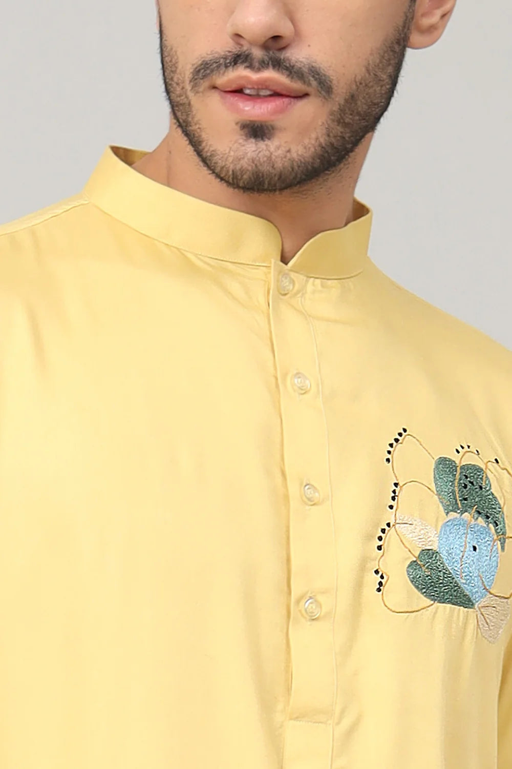 Amarillo Abstract embroidered cotton kurta