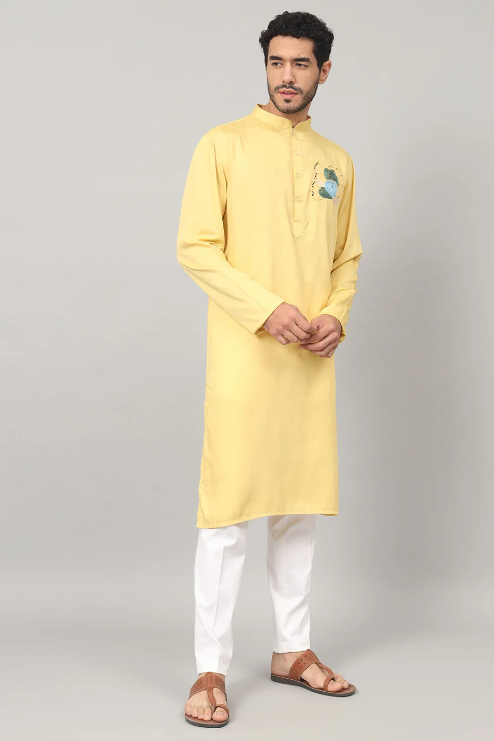 Amarillo Abstract embroidered cotton kurta