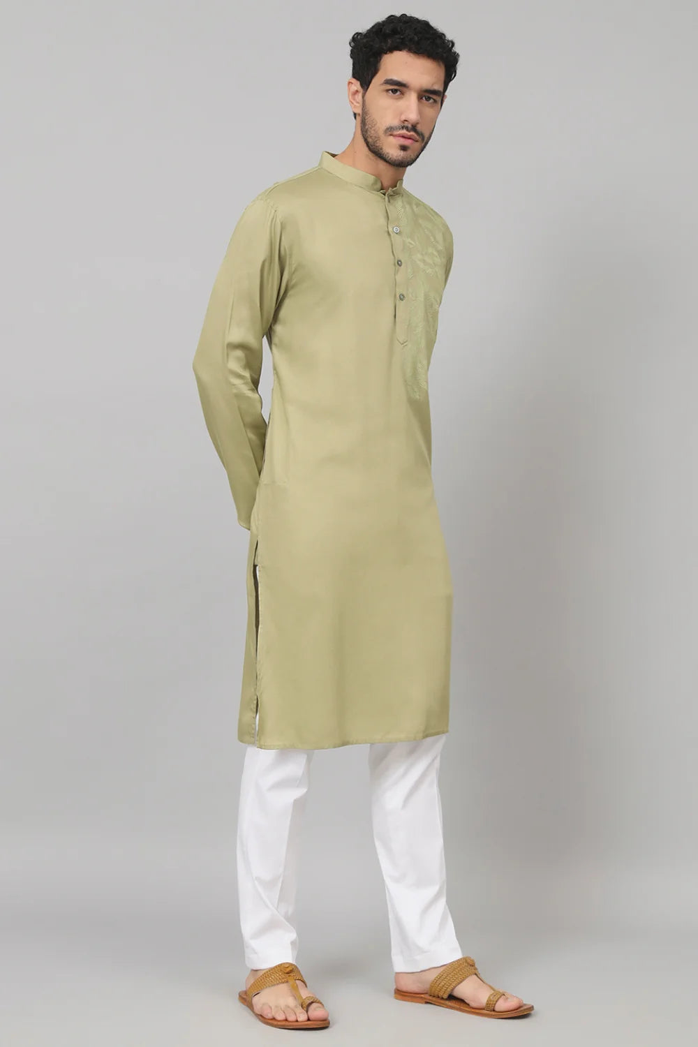 Sylvan Leafy embroidered cotton kurta