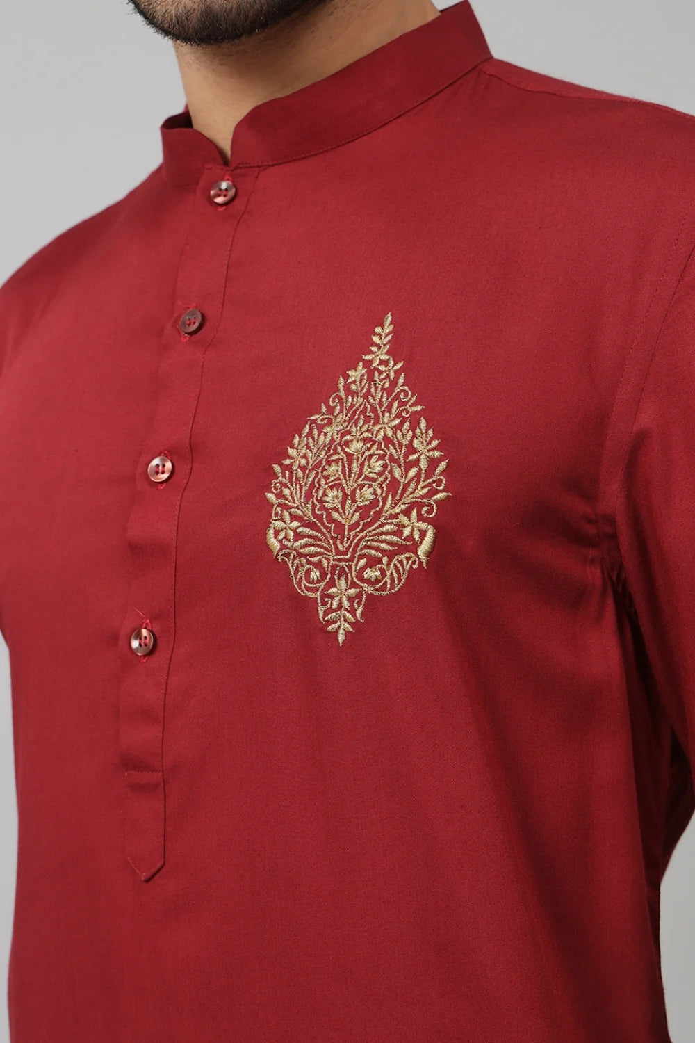 Rosso Cotton kurta with motif embroidery