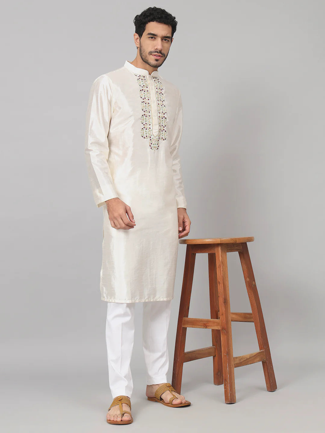 Rein Multicolor embroidered silk kurta