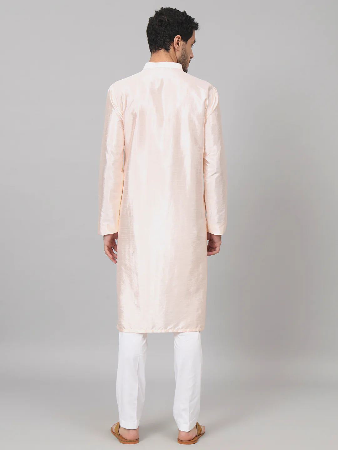 Taozi Coral Charm Traditional embroidered silk kurta