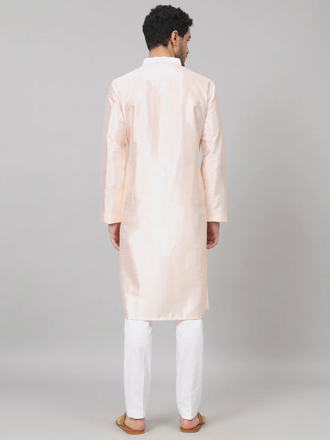 Oxlip Pastels neckline embroidered silk kurta