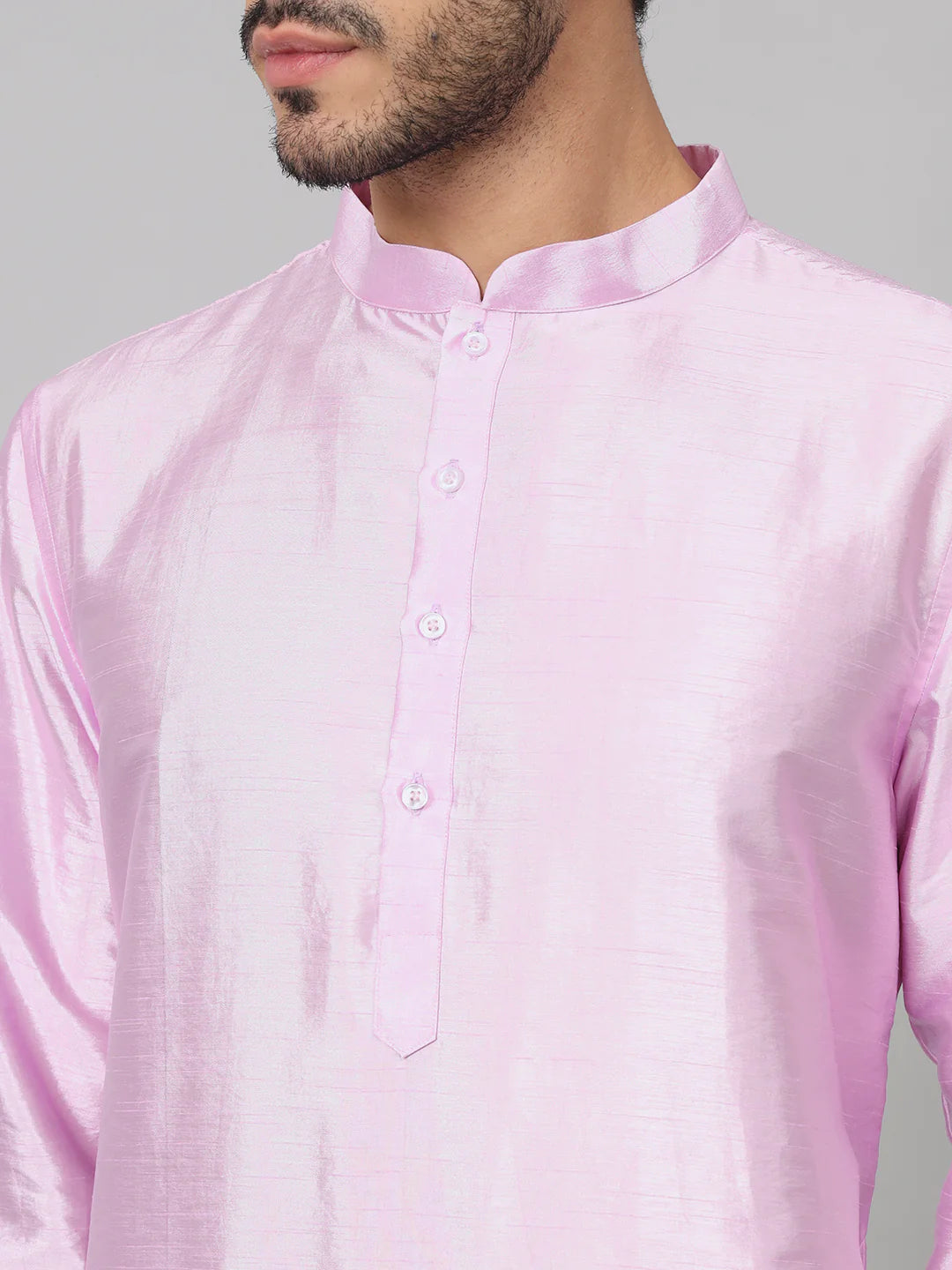 Lila Orchid embroidered silk kurta