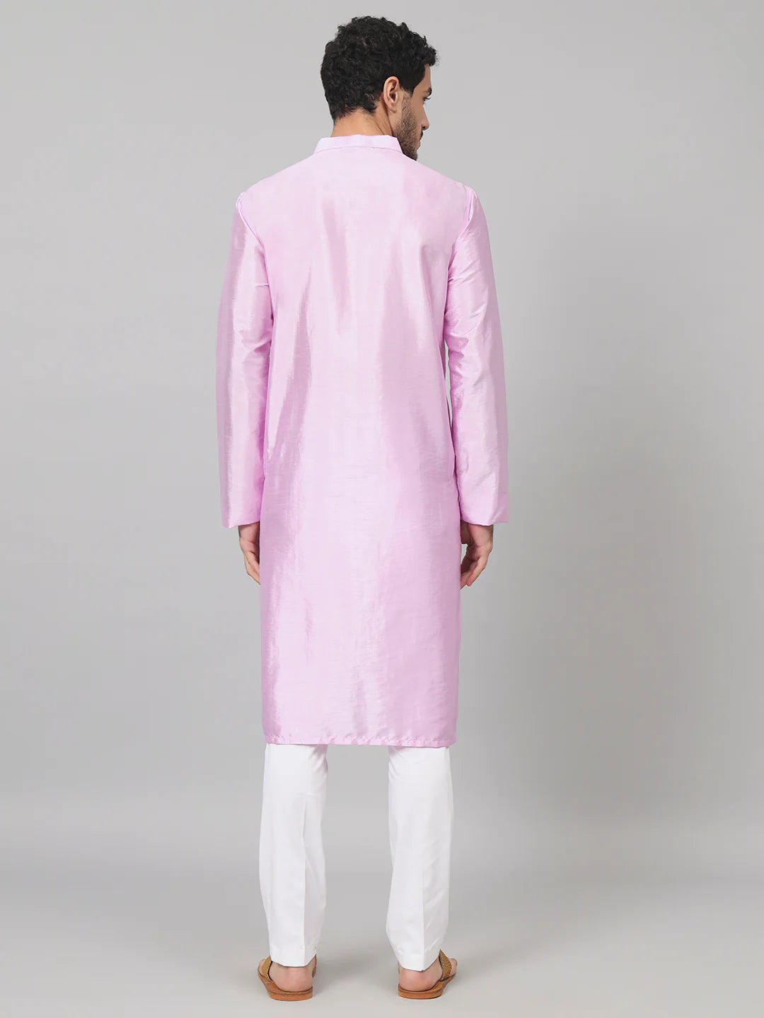 Lila Orchid embroidered silk kurta
