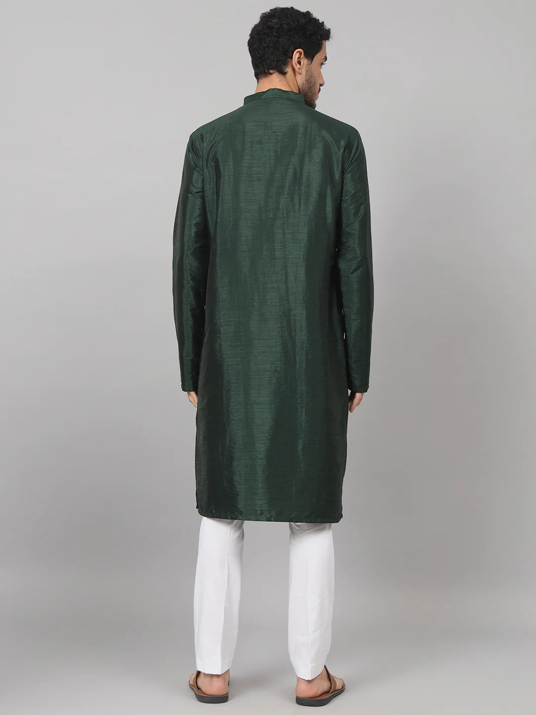 Varen Dark Fern embroidered silk kurta